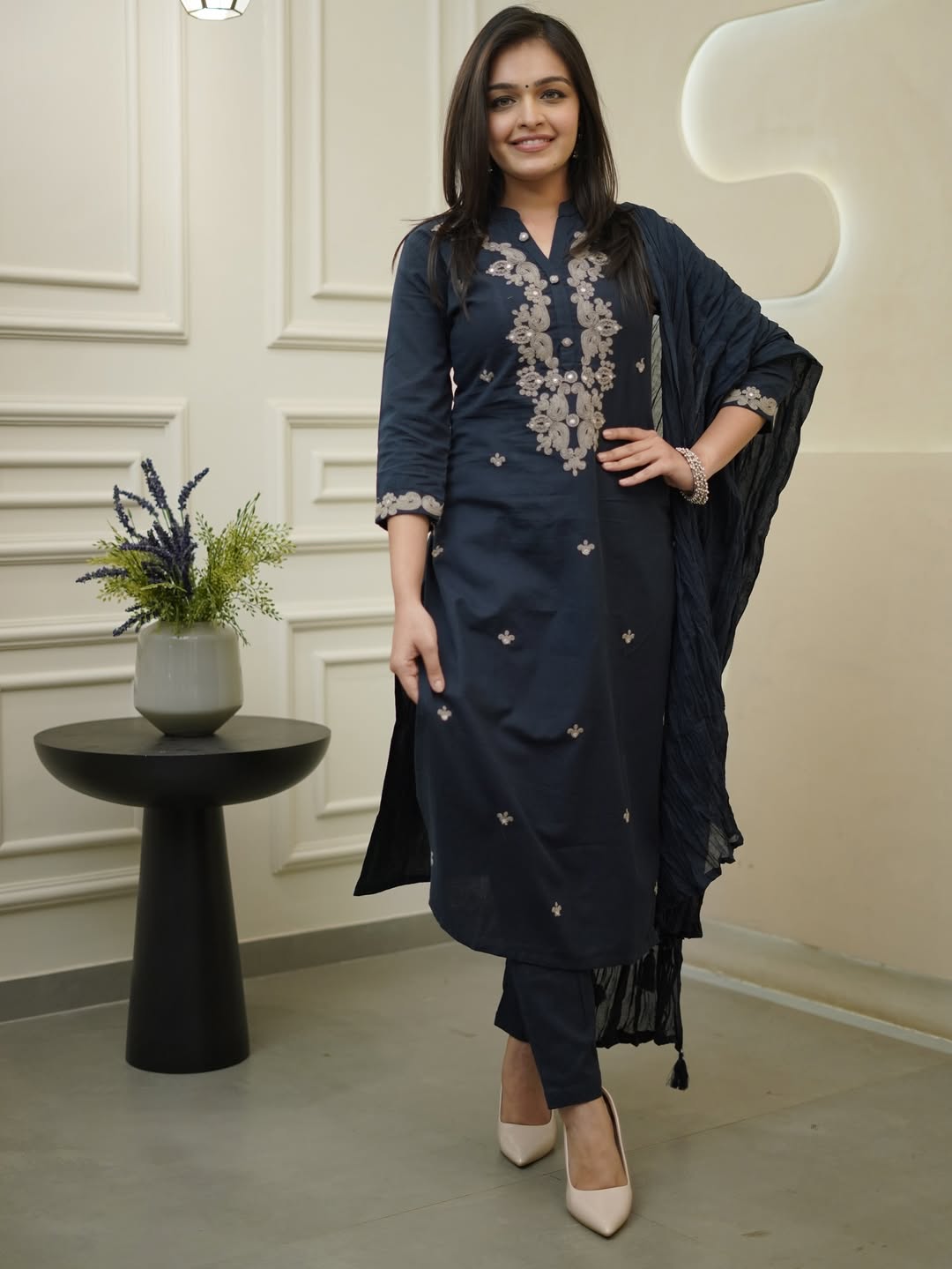 Kavya - Premium Navy Blue Kurti Set for all occasions