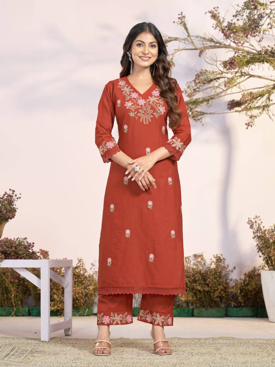 Premium Khadi Cotton Embroidery Kurti Set upto 5XL Sizes