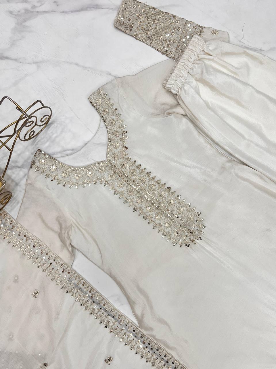 Premium off white Kurta set fully stitched