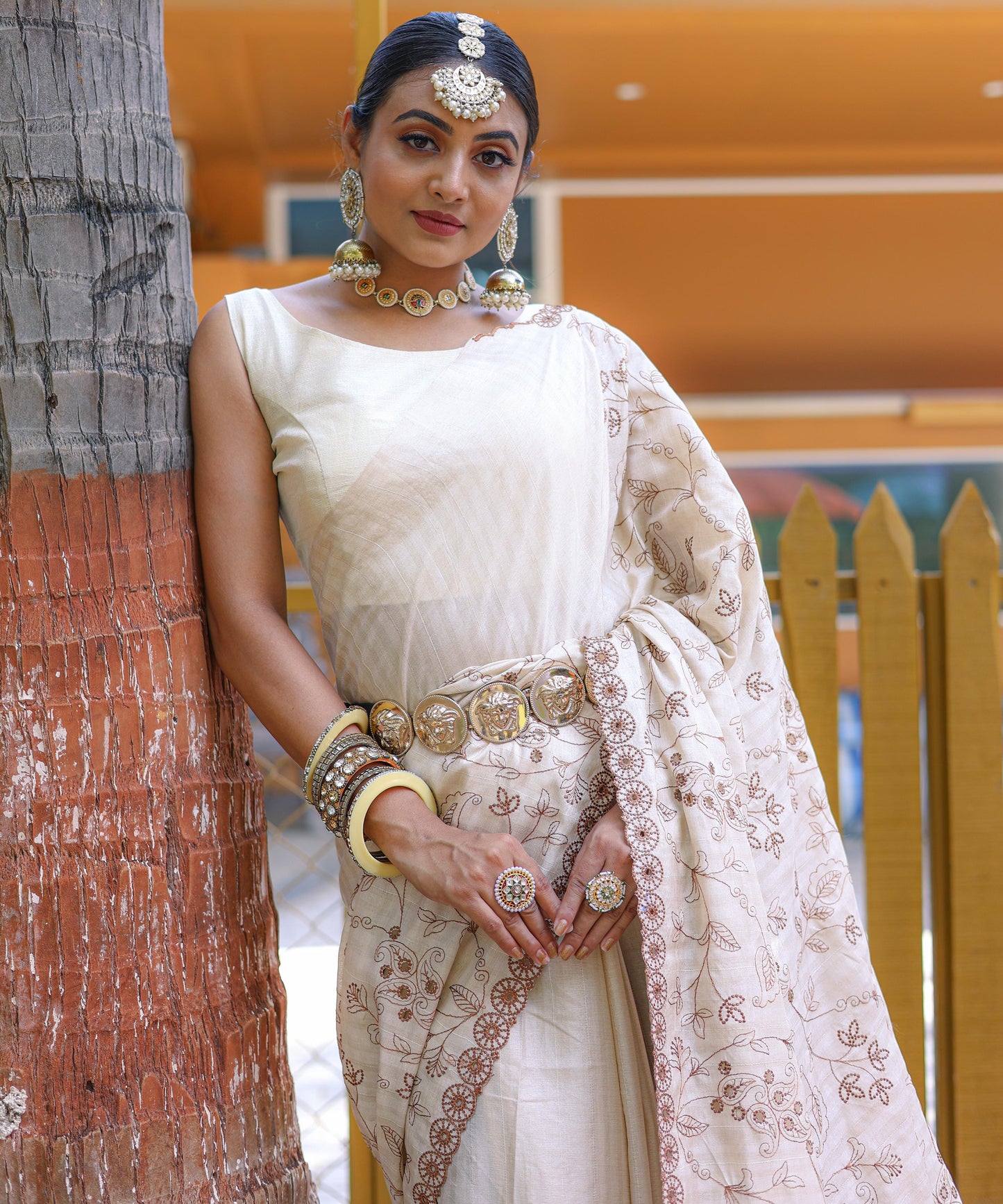 Nazzakat - Beautiful Handwork Pure Silk Saree with Floral patterns and Stitched Blouse Options