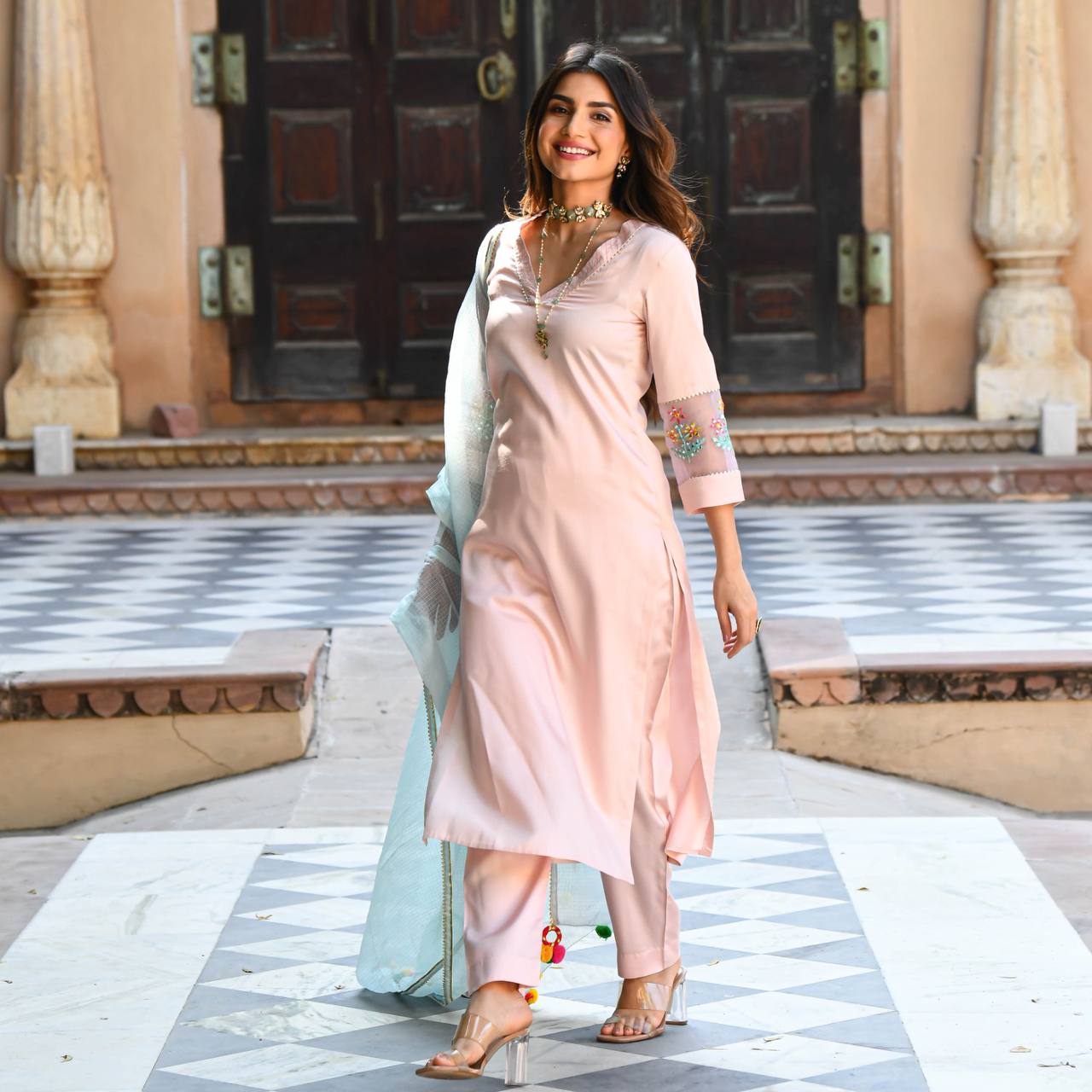 Light peach kurta set