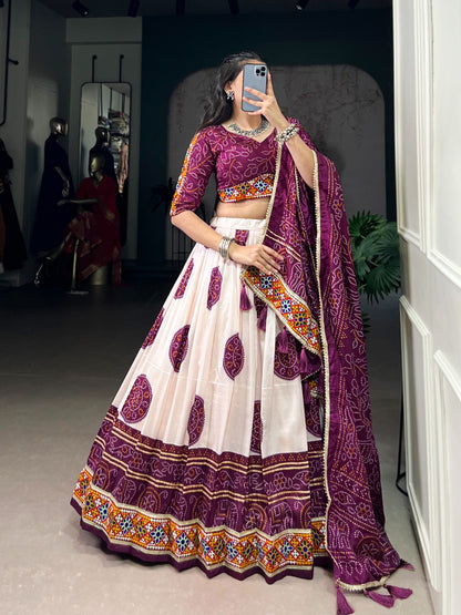 Beautiful Bandhej Print Silk Lehenga Choli Fully Stitched