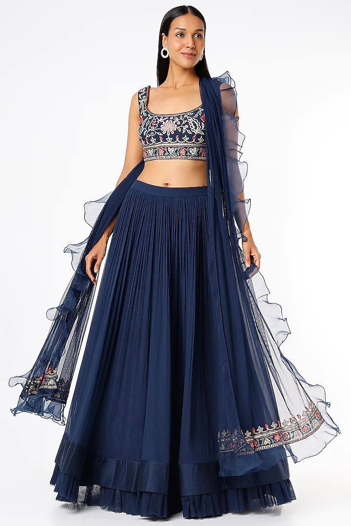 Navy Blue elegant lightweight fully stitched lehenga