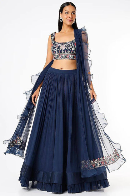 Navy Blue elegant lightweight fully stitched lehenga