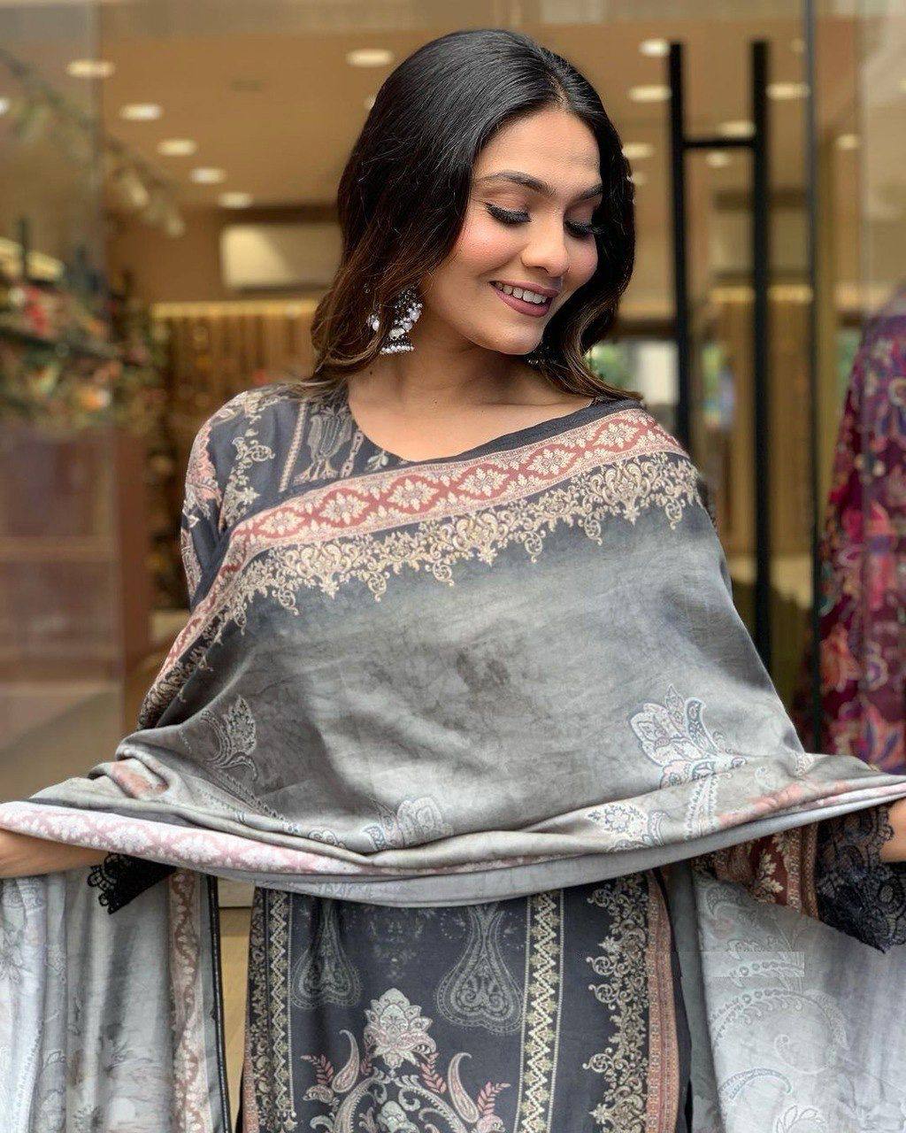 Grey Printed Kurti set
