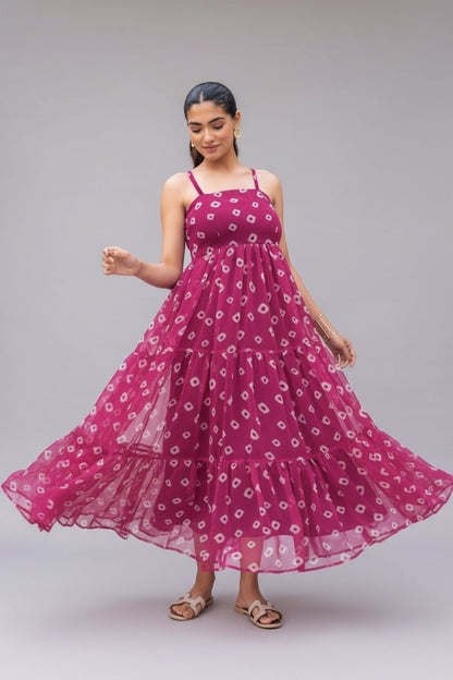 Wine Beautiful Floral Printed Soft Georgette Fabric Casual Wear Readymade upto 6XL size