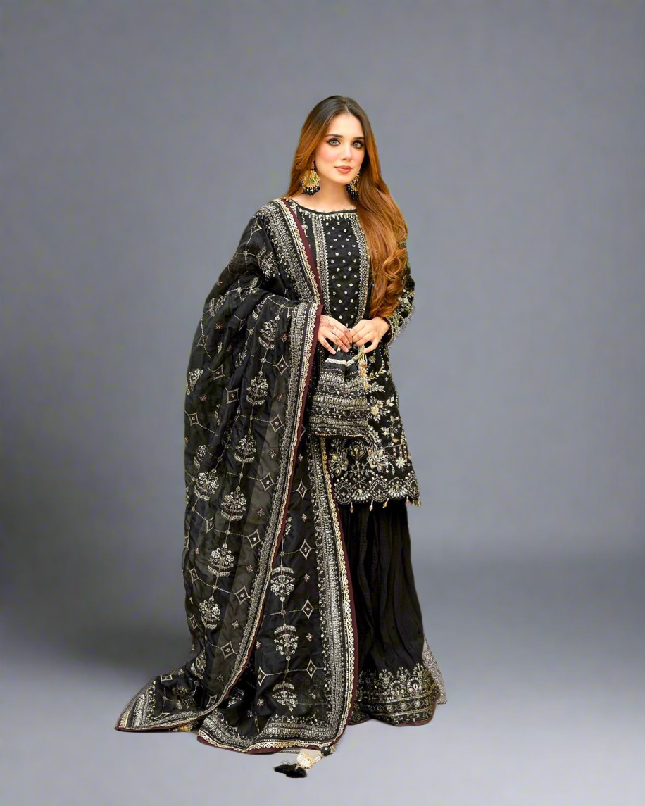 Ishqiya - Premium Black Soft Georgette Suit Fully Stitched