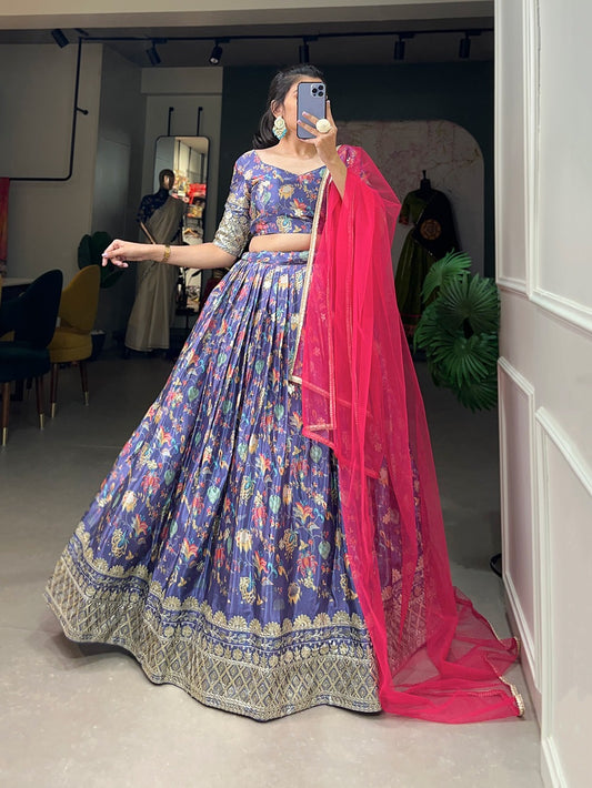Navratri Special Silk Fabric Printed Lehenga choli Fully Stitched