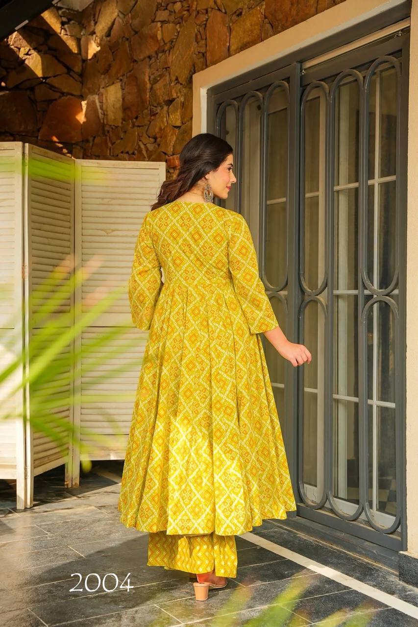 Mohe - Yellow Beautifully Printed Soft Lightweight Kurti with Pant upto 6XL sizes
