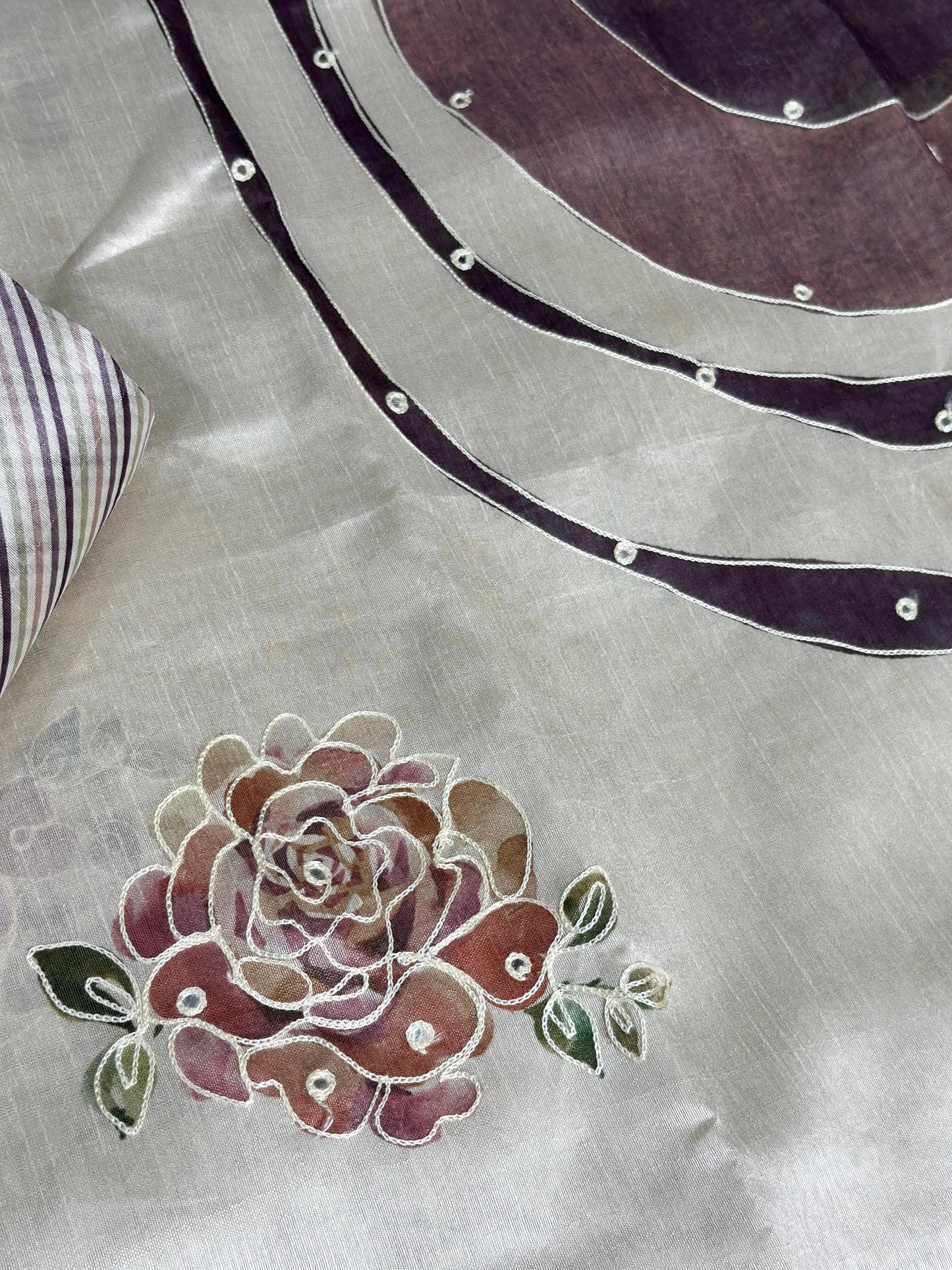 Pure Tusser Linen Saree Fluid Printed Design with Stitched Blouse Options