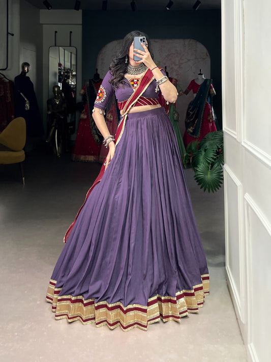 Unique Pastel colour Rayon Cotton Chaniya Choli for Navratri Fully Stitched