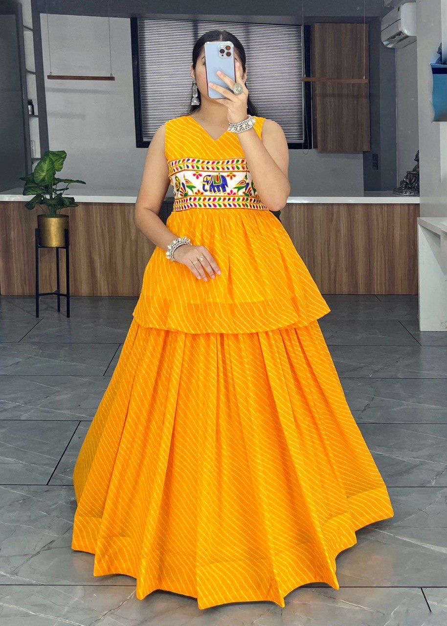 Navratri Special Kediya Style Georgette Leriyu Chaniya Choli