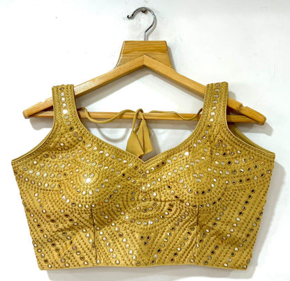 Beautiful Foil Mirror Work Silk Readymade Blouse to Pair with Saree or Lehenga