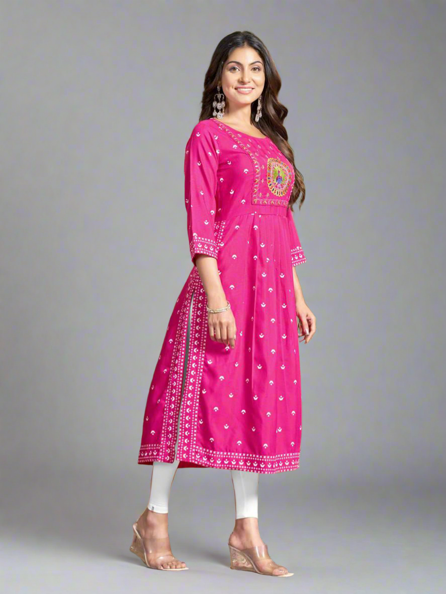Sakhi - Soft Cotton Embroidered Kurti Set