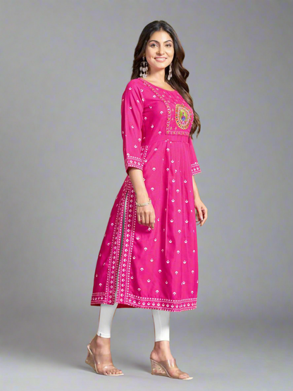 Sakhi - Soft Cotton Embroidered Kurti Set