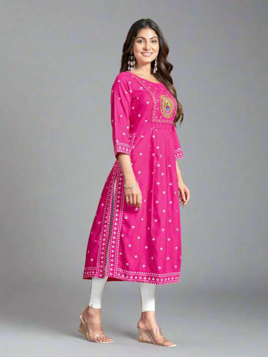 Sakhi - Soft Cotton Embroidered Kurti Set