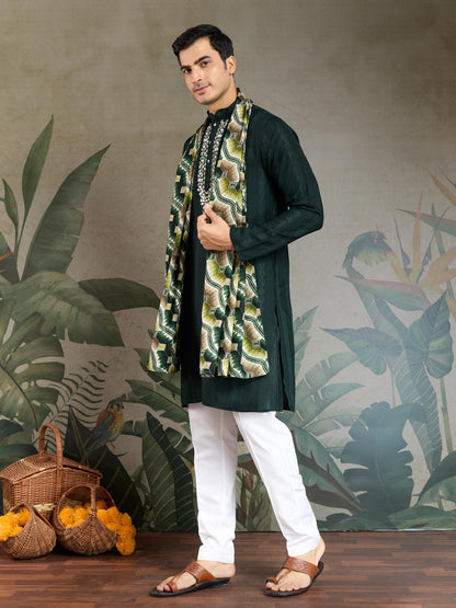 Ramjat - Premium Mens Silk kurta with Pajama and Printed Dupatta