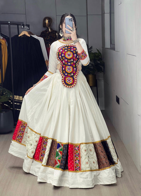 Pure Cotton Navratri Chaniya Choli with Classic Gamthi Work Fully Stitched