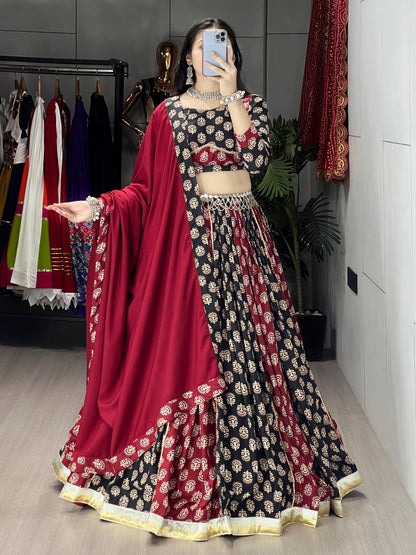 Navratri Special Pure Cotton Ajarakh Print Chaniya Choli Fully Stitched