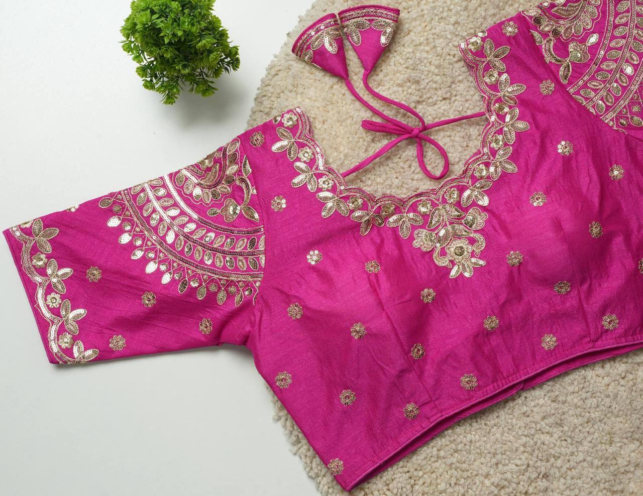 Ruhi - Beautiful Copper Gold Embroidered Work Fully Stitched Blouse to pair with Saree or Lehenga