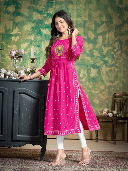 Sakhi - Soft Cotton Embroidered Kurti Set