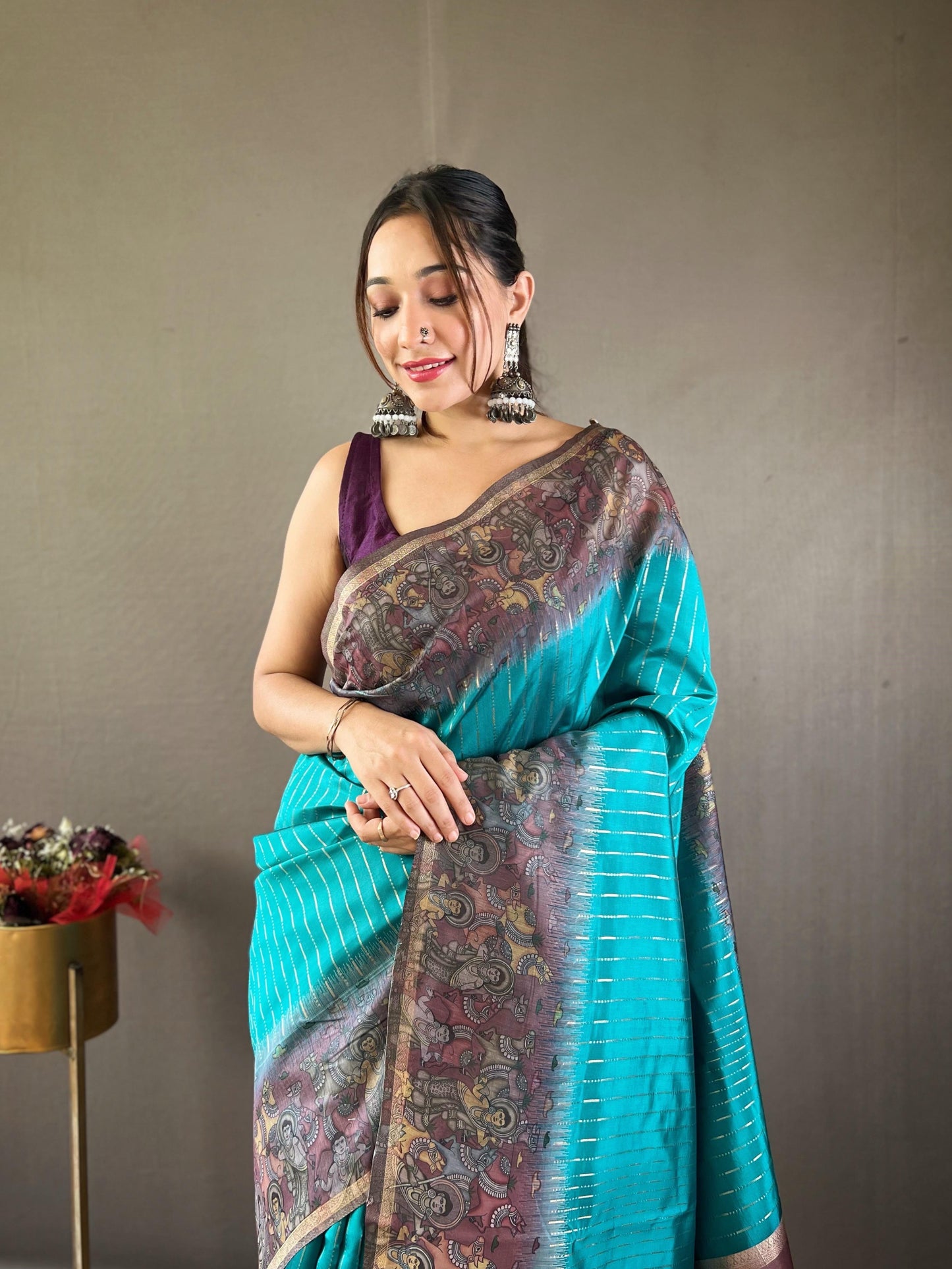 Smriti - Soft Chanderi Silk Saree with Prints and Stitched Blouse Options