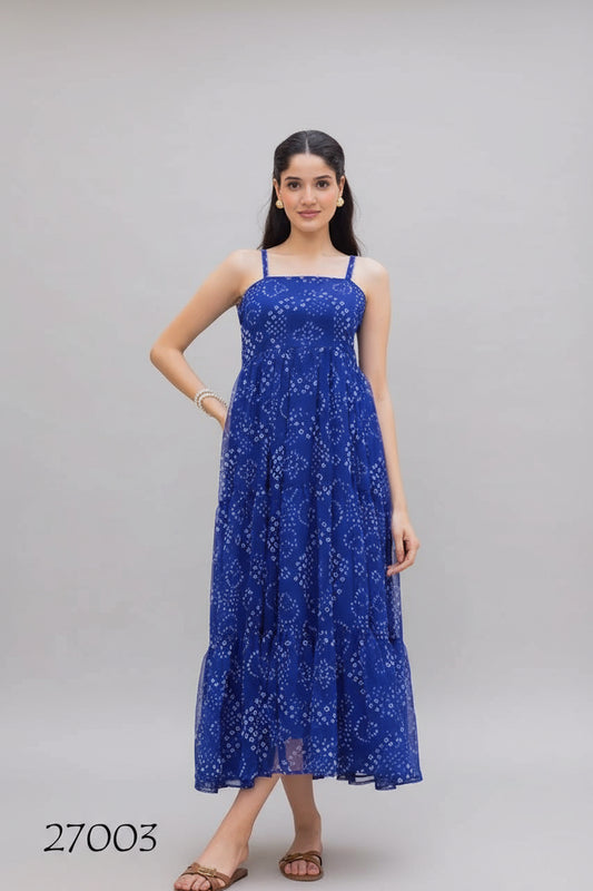 Blue Beautiful Floral Printed Soft Georgette Fabric Casual Wear Readymade upto 6XL size