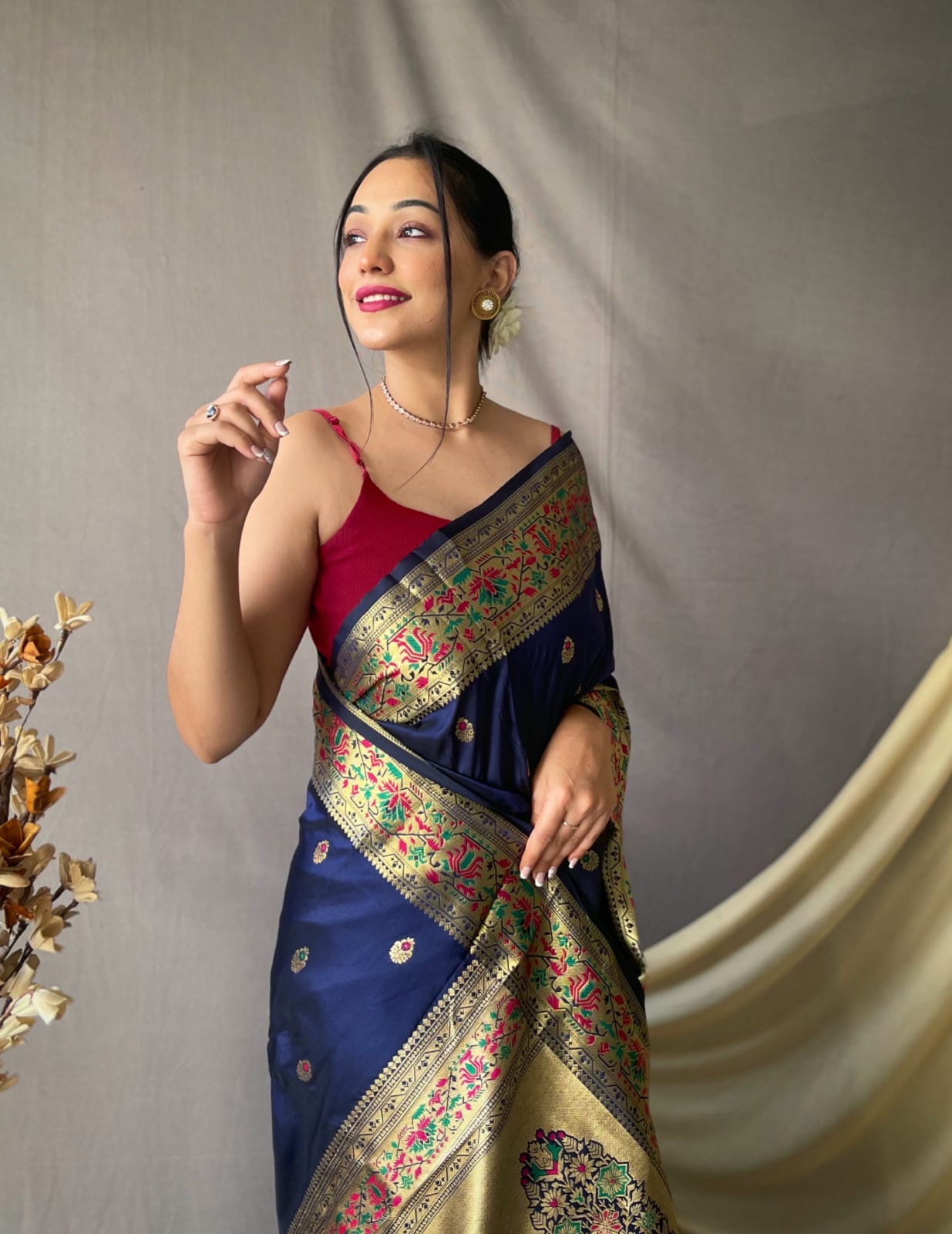 Pure paithani silk saree with stitched blouse