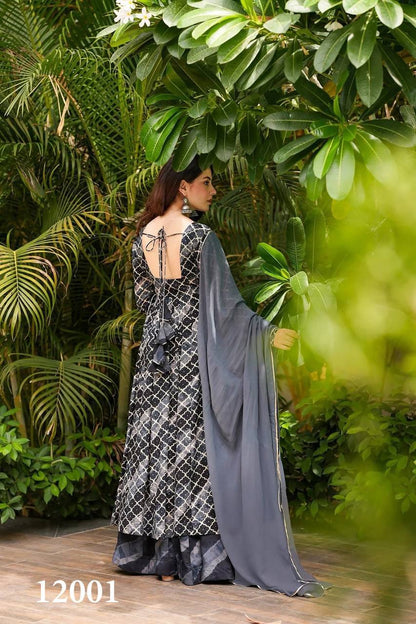 Abstract Soft Silk Printed Casual Kurti Pant Set Fully Stitched upto 6XL Sizes