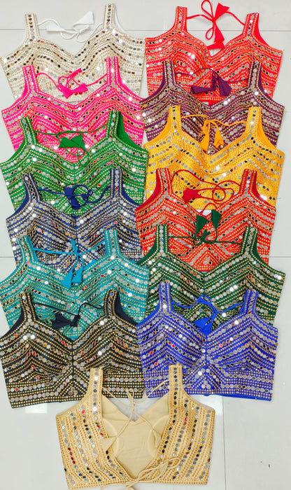 Sanvi - Premium Real Mirror Ready to Wear Blouse to match with Saree or Lehengas