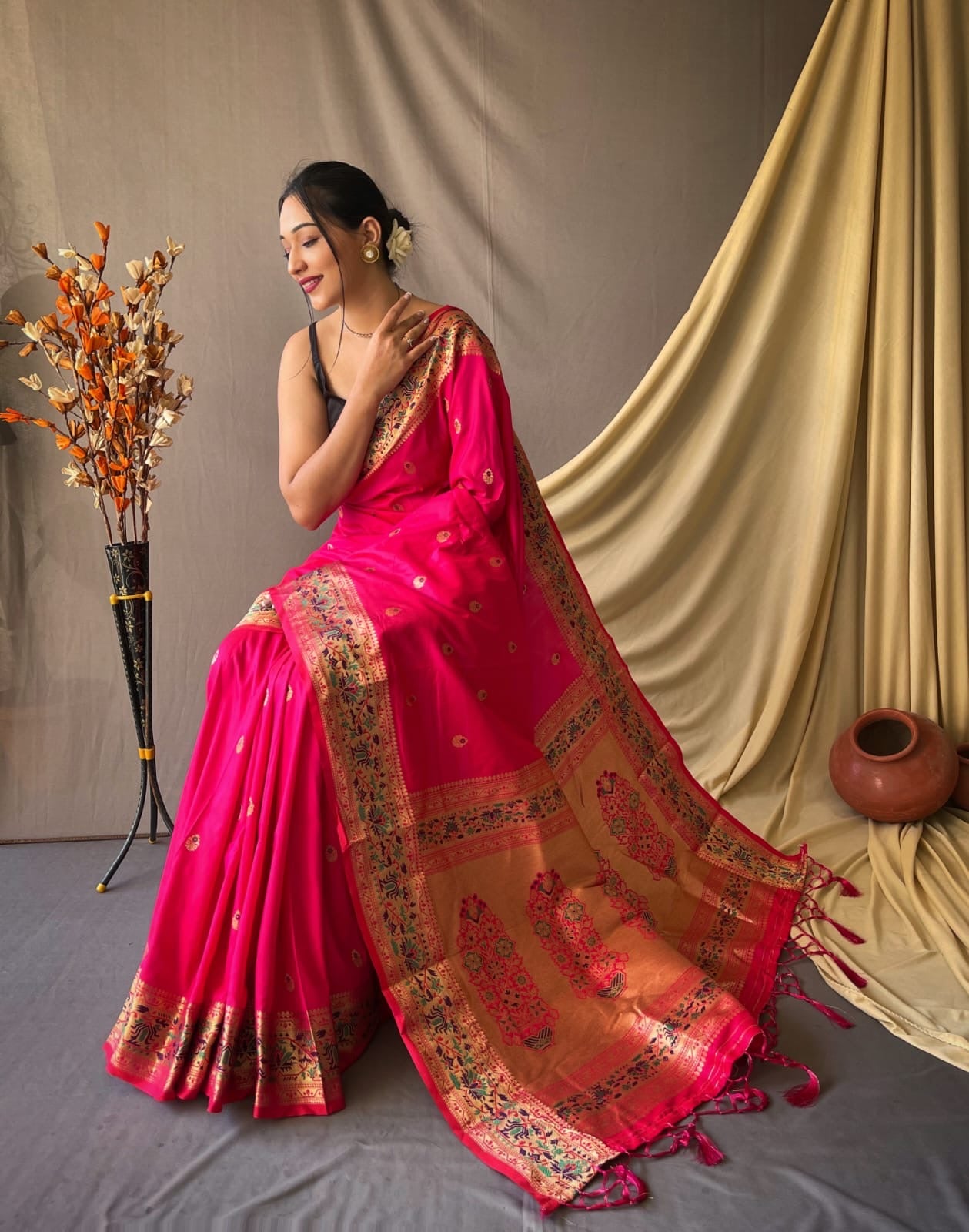Pure paithani silk saree with stitched blouse