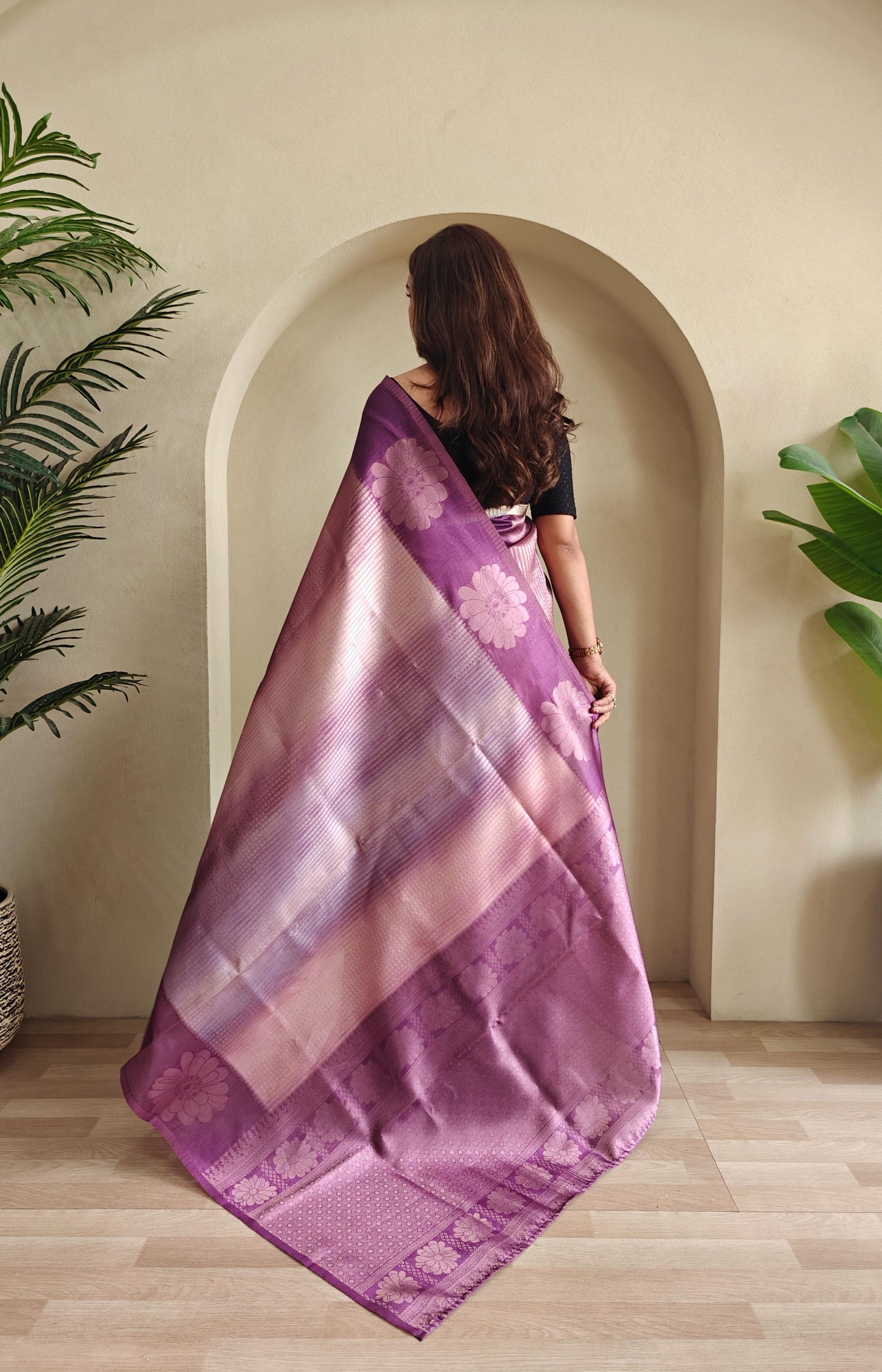 Resham - Silk Saree with Silver Zari Motif Weaved With Stitched Blouse Options