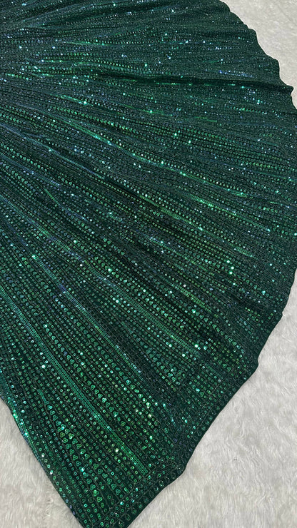 Premium Emerald Green Net Lehenga with Fully Sequins Work Fully Stitched