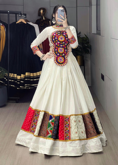 Pure Cotton Navratri Chaniya Choli with Classic Gamthi Work Fully Stitched