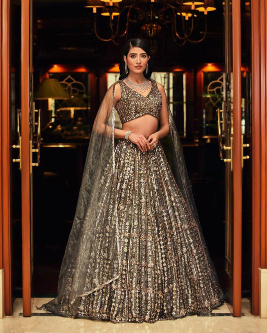 Silver Grey Premium Lehenga fully stitched