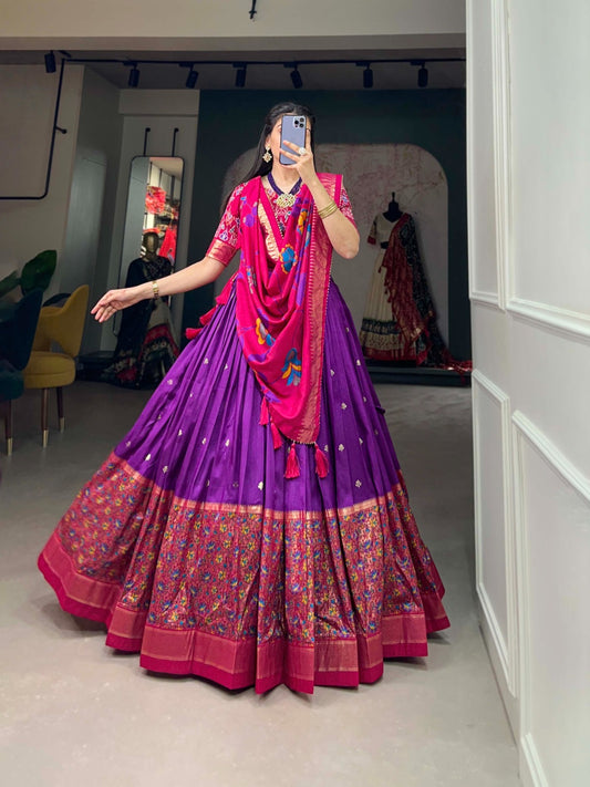 Purple and Pink Silk Premium Chaniya Choli with Traditional Style