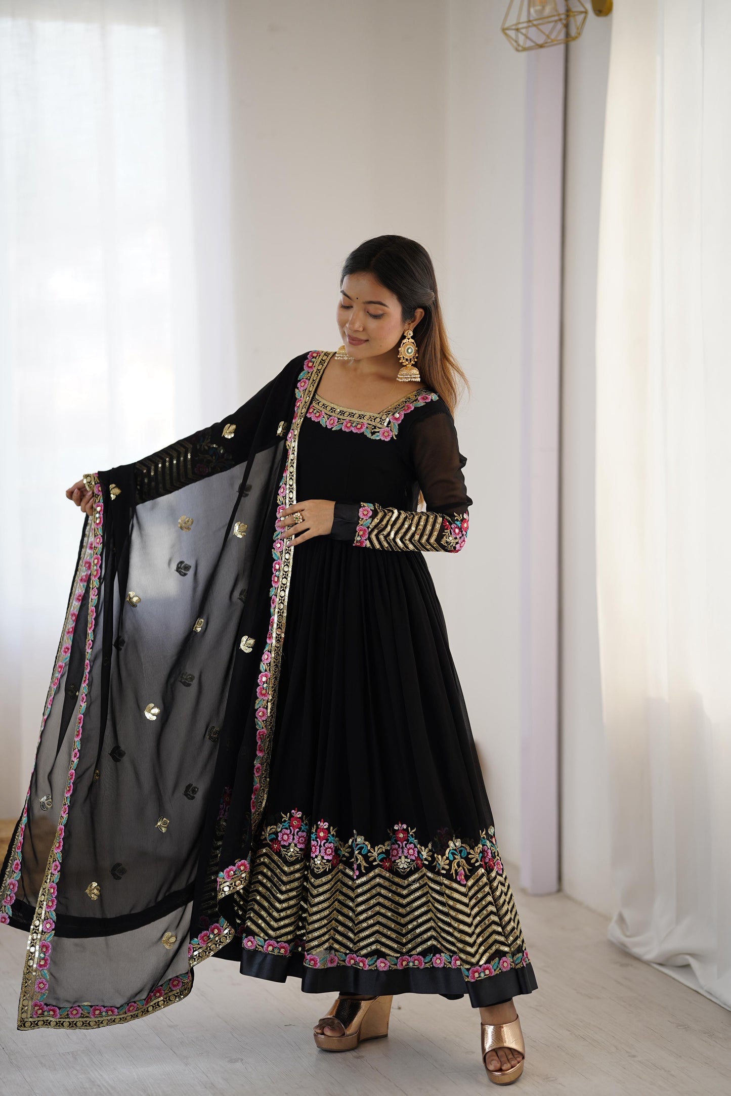 Antara - Premium Soft Georgette Anarkali Gown Fully Stitched