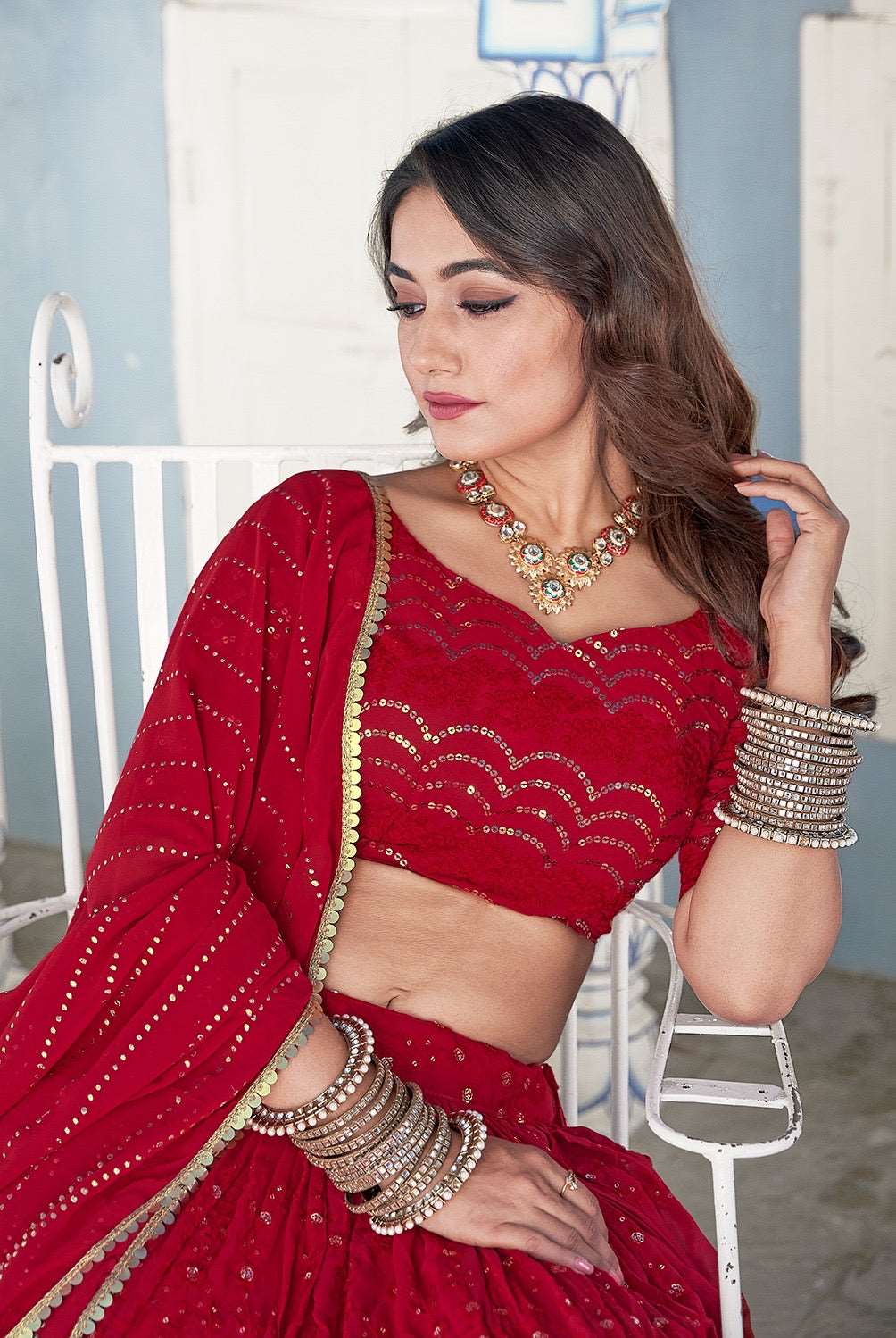 Georgette premium fully stitched lehenga