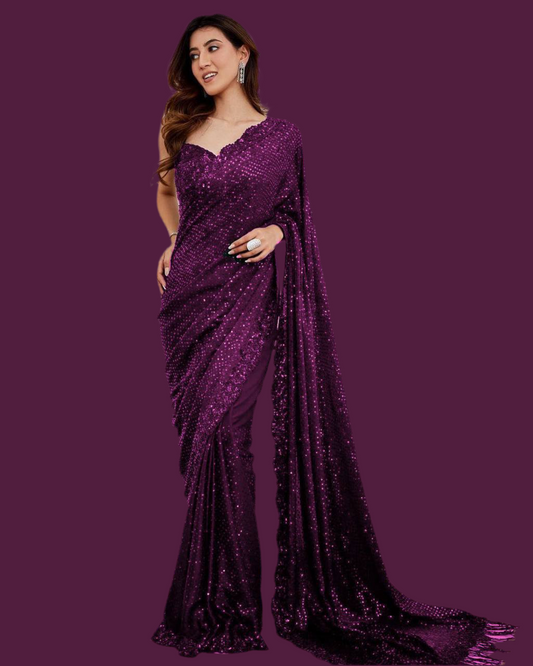 Georgette Bollywood style sequins saree