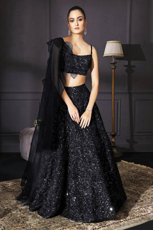 Fully sequenced party lehengas