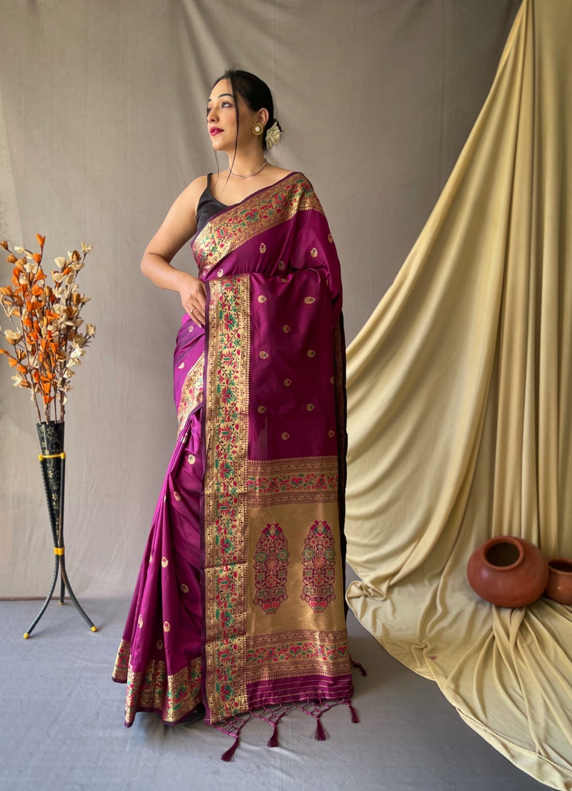 Pure paithani silk saree with stitched blouse