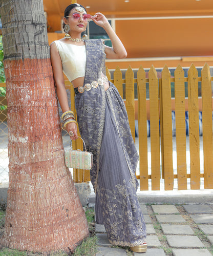 Nazzakat - Beautiful Handwork Pure Silk Saree with Floral patterns and Stitched Blouse Options