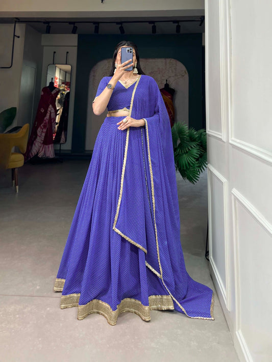 Elegant Soft Georgette Lehenga fully stitched Blue Colour