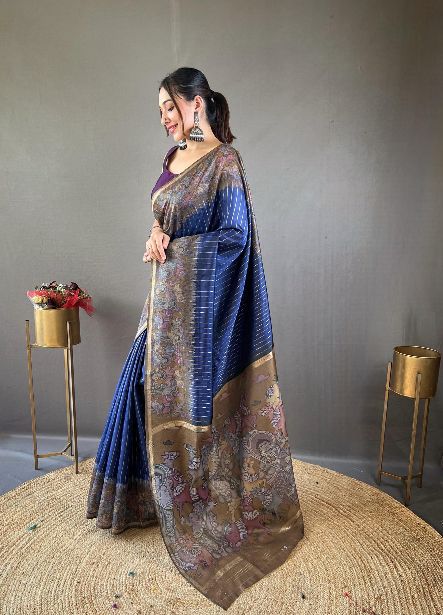 Smriti - Soft Chanderi Silk Saree with Prints and Stitched Blouse Options
