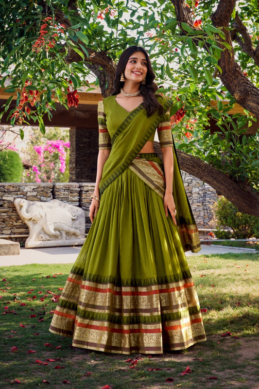 Priyaa - Beautiful Chanderi Cotton Fully Stitched Lehenga