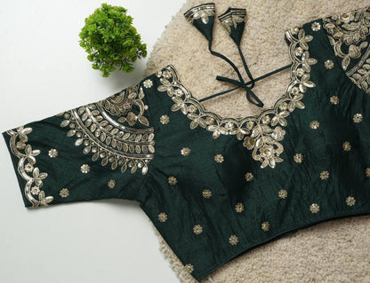 Ruhi - Beautiful Copper Gold Embroidered Work Fully Stitched Blouse to pair with Saree or Lehenga
