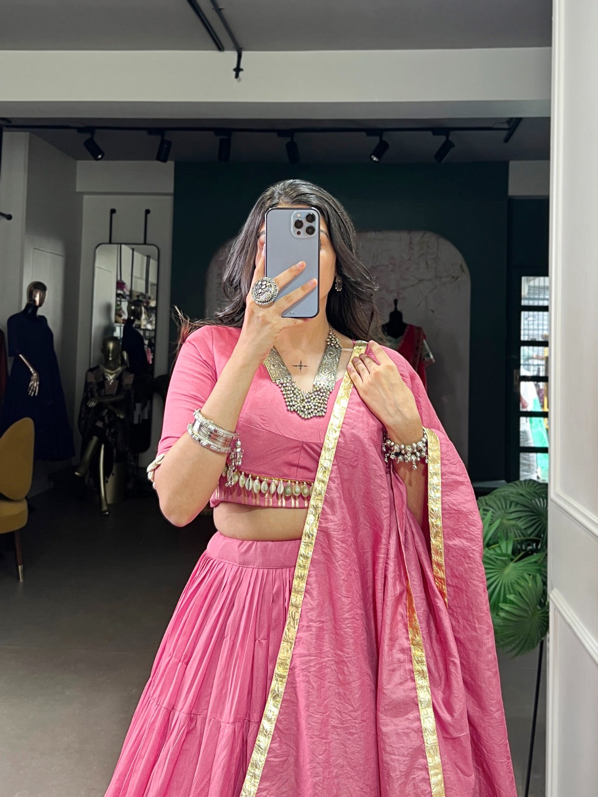 Kahani - Pastel Pink Silk Minimalist Fully Stitched Lehenga