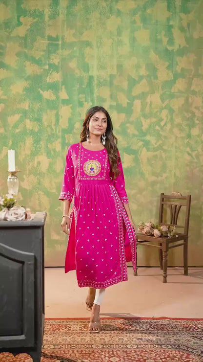 Sakhi - Soft Cotton Embroidered Kurti Set