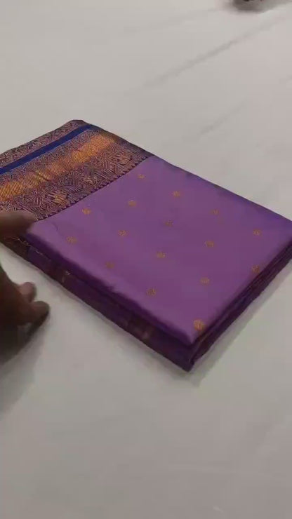 Lilac Pure Paithani Silk Saree with rich weaving with Stitched Blouse