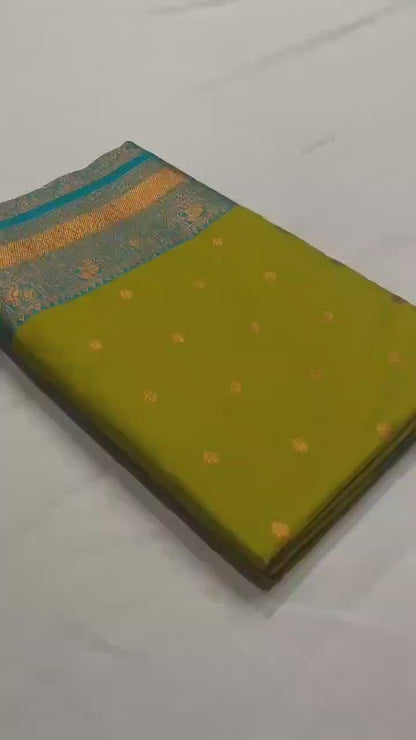 Mahendi Pure Paithani Silk Saree with rich weaving with Stitched Blouse